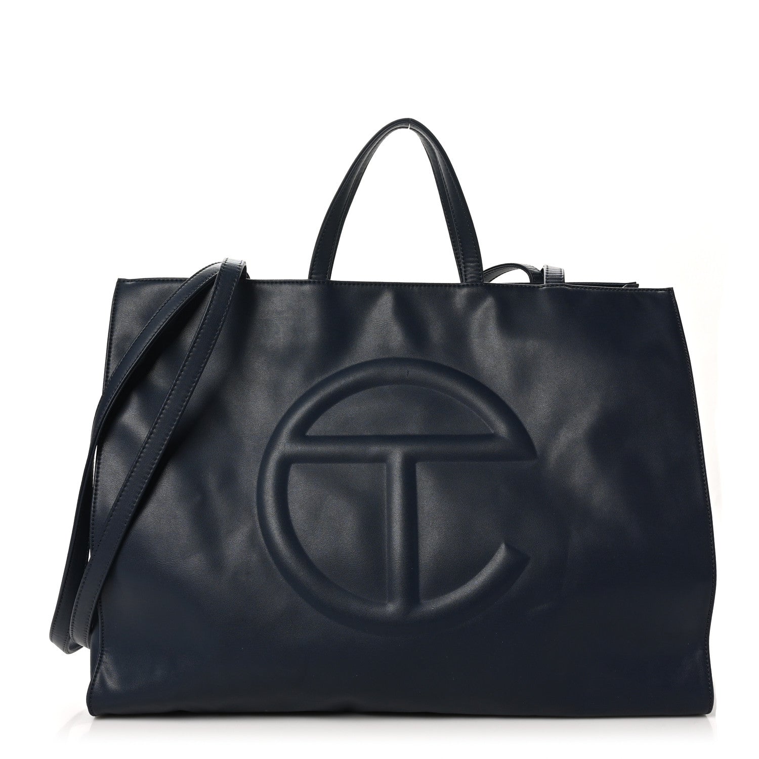 Telfar Vegan Leather Large Shopping Bag Navy 1 of 10