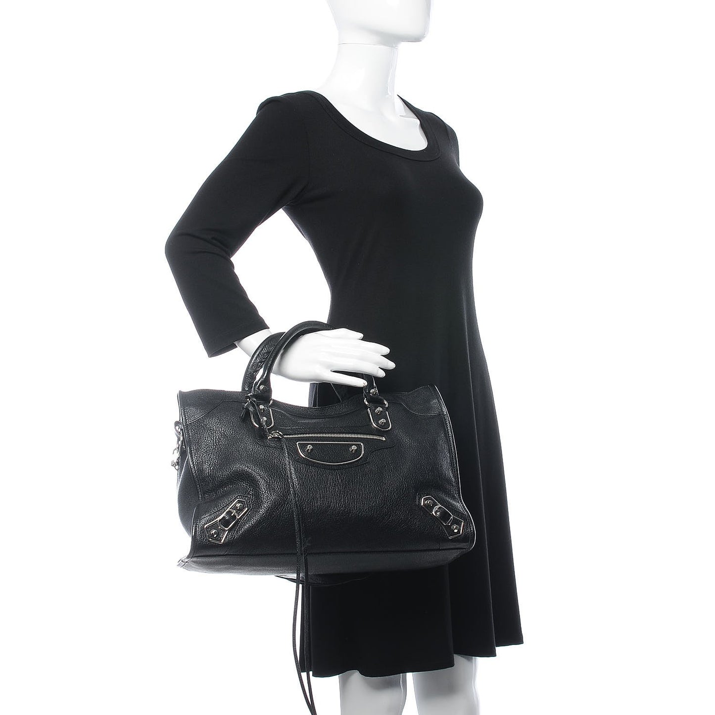 Chevre Silver Metallic Edge Hardware City Black