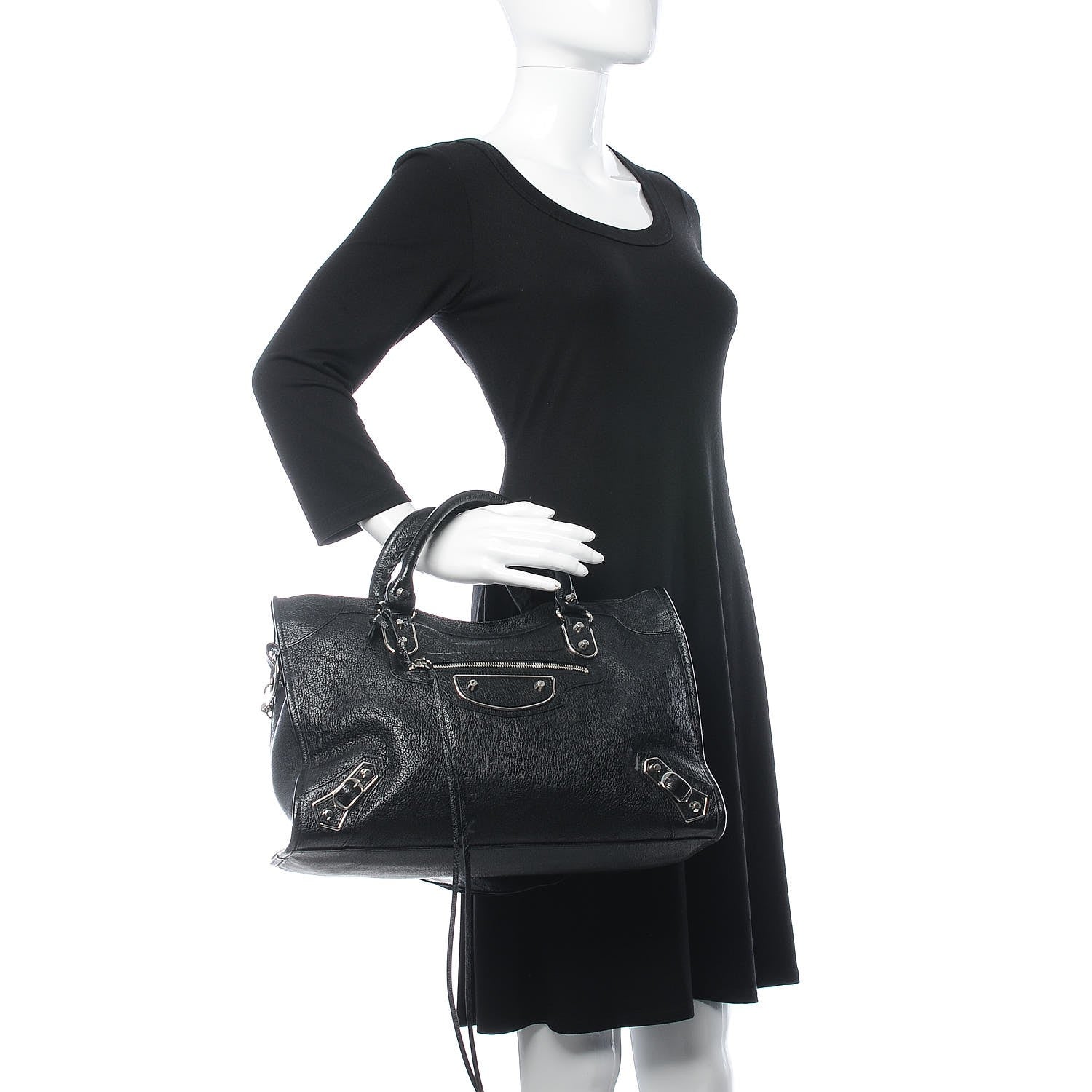 Balenciaga Chevre Silver Metallic Edge Hardware City Black 3 of 8