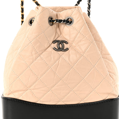 Chanel Aged Calfskin Quilted Small Gabrielle Backpack Beige Black 8 of 11