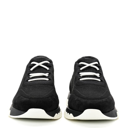 Hermes Technical Canvas Calfskin Goatskin Womens Addict Sneakers 39 Black White 2 of 8