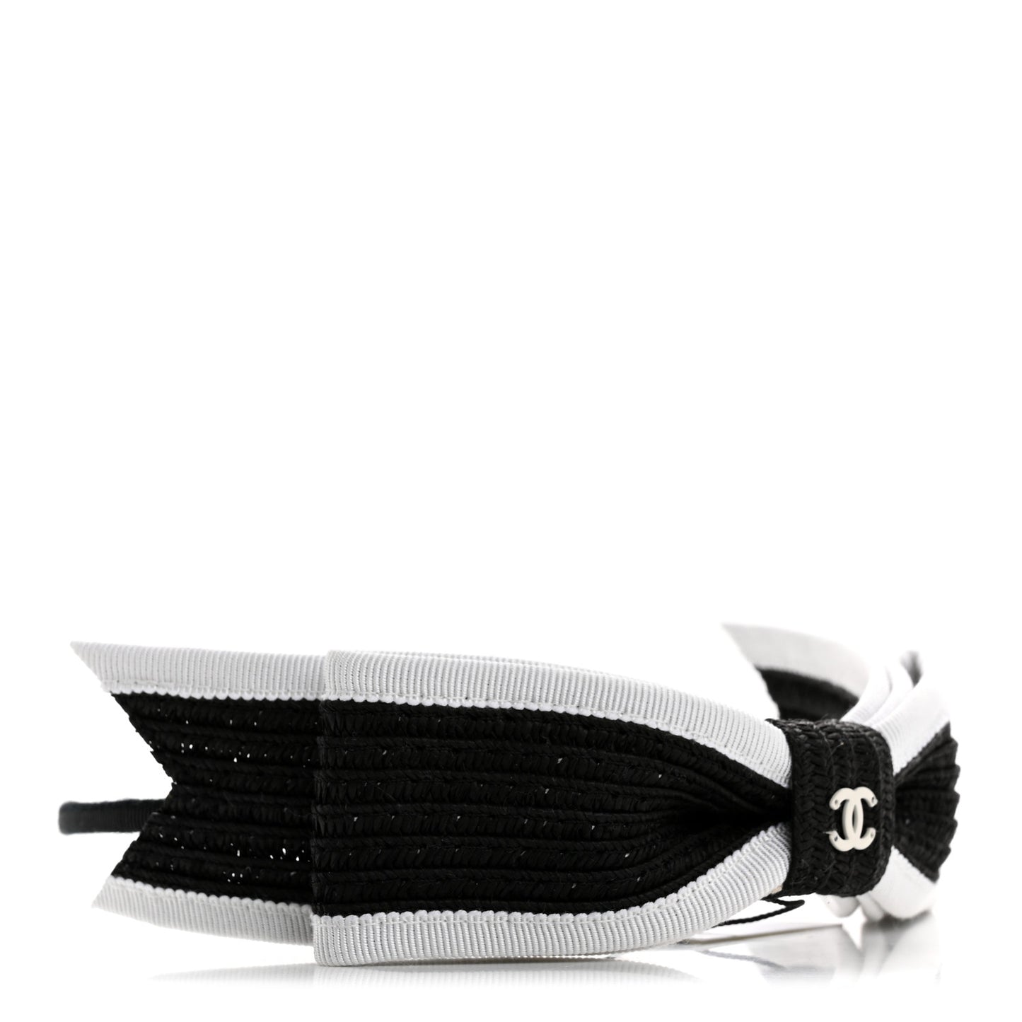 Raffia Bow CC Headband Black White