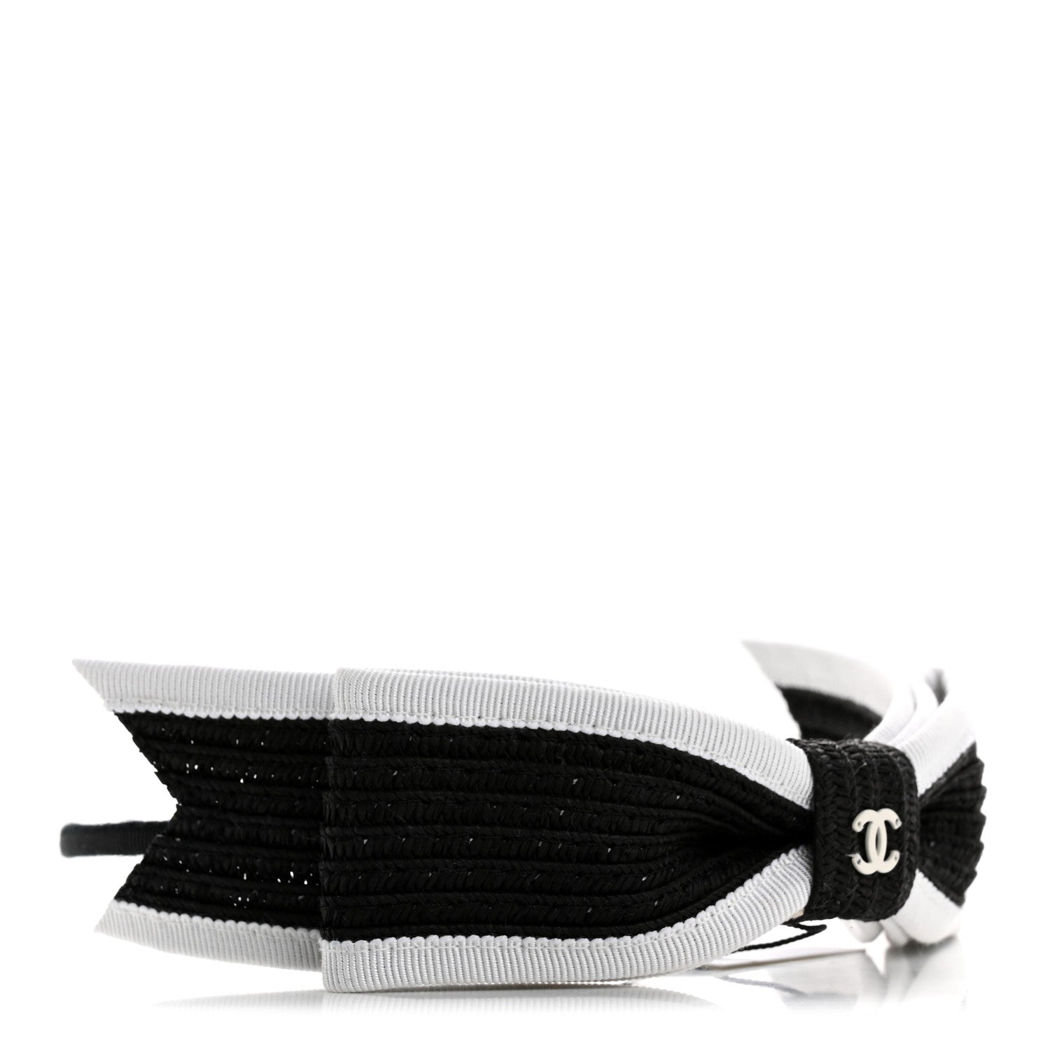Chanel Raffia Bow CC Headband Black White 4 of 6