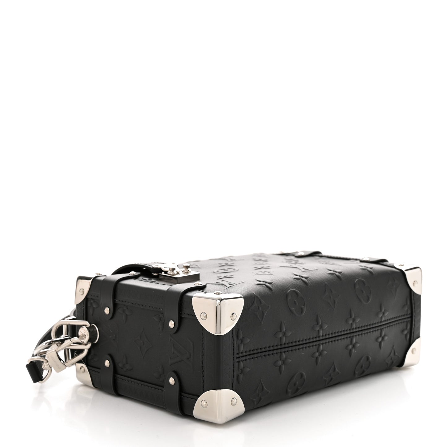 Calfskin Debossed Monogram Side Trunk Black