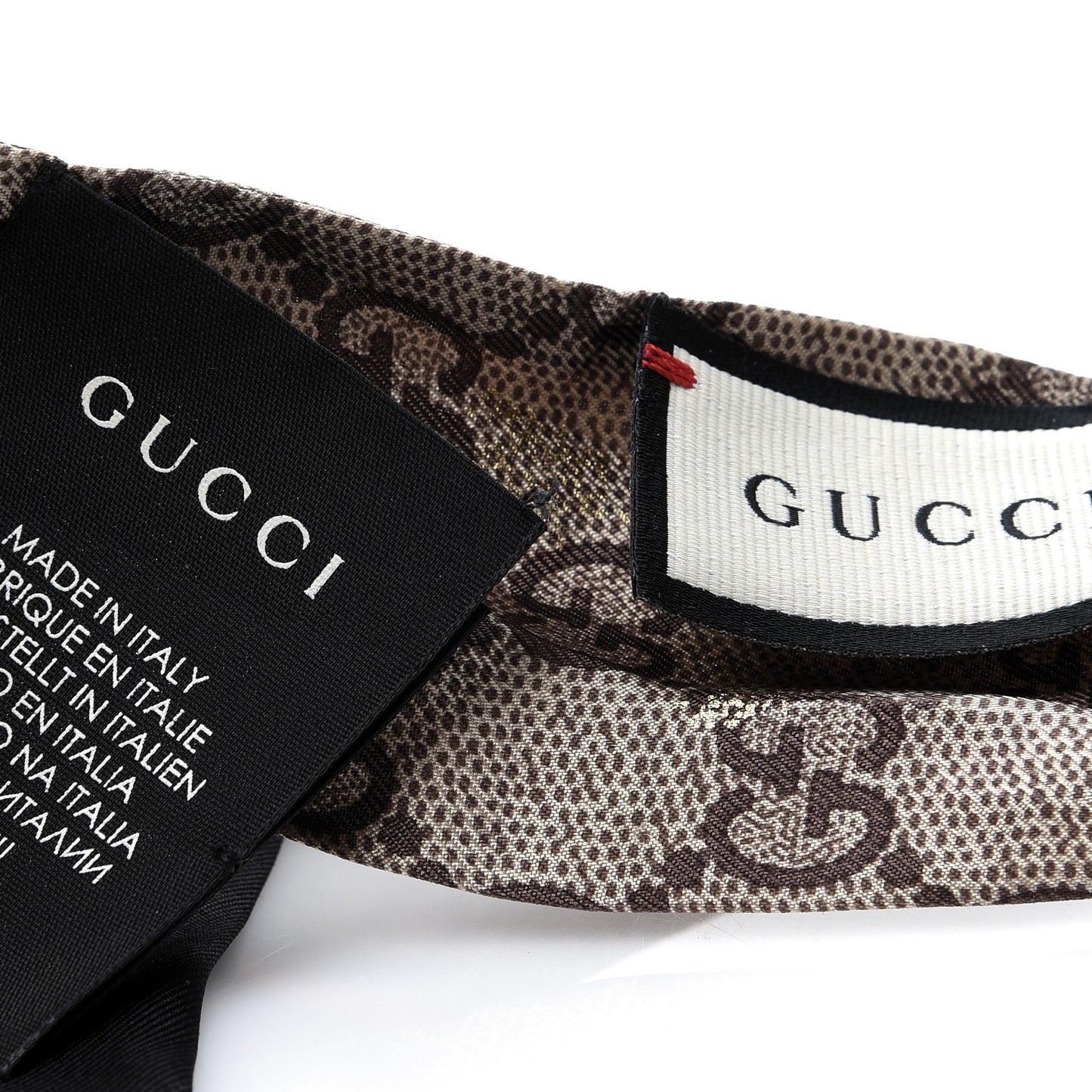 Silk Twill GG Monogram GG Bee Neck Bow Scarf Black Red