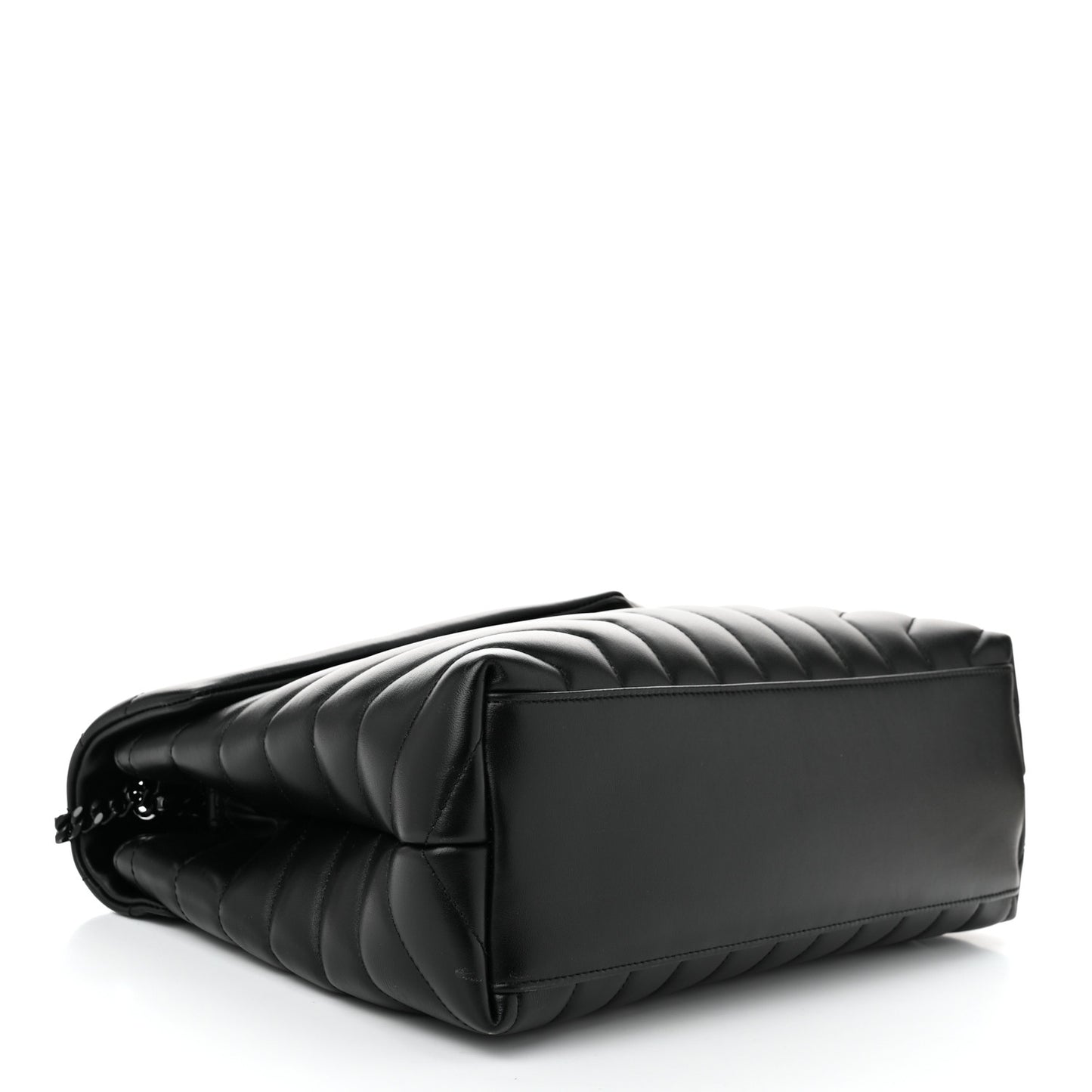 Calfskin Y Quilted Monogram Monochrome Medium Loulou Chain Satchel Black