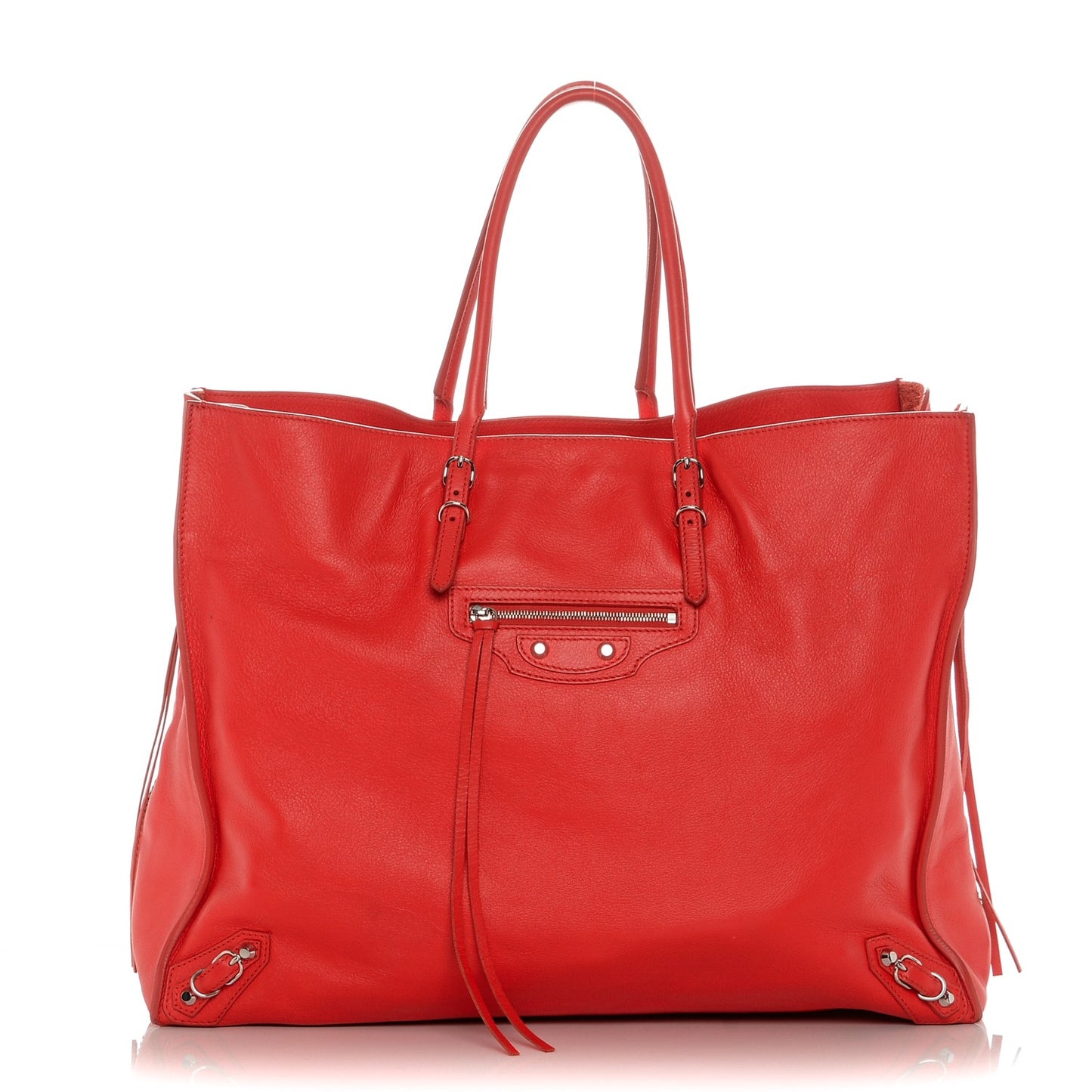 Veau Papier A4 Zip Around Tote Rouge Coquelicot