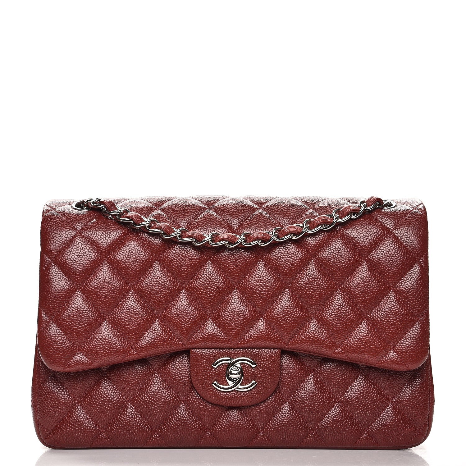 Chanel Caviar Quilted Jumbo Double Flap Dark Red 1 of 10