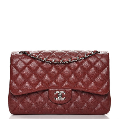 Chanel Caviar Quilted Jumbo Double Flap Dark Red 1 of 10