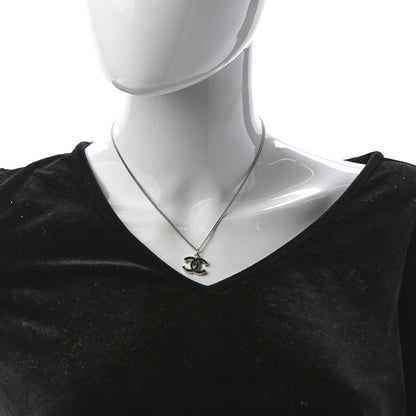 Chanel Enamel CC Pendant Necklace Black Silver 2 of 5