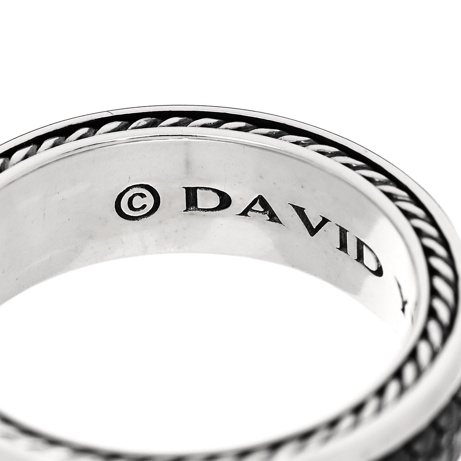 David Yurman Sterling Silver Black Diamond Streamline Two-Row Band Ring 61 9.5 4 of 6