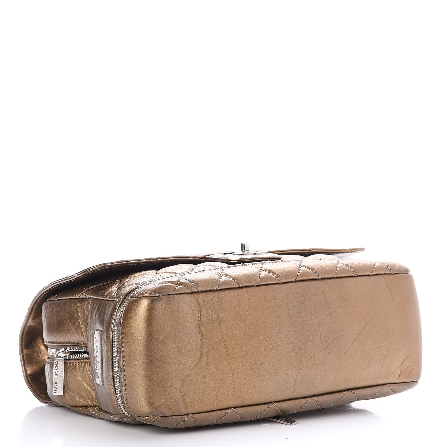 Chanel Metallic Aged Calfskin Expandable Flap Bag Dark Gold 6 of 10