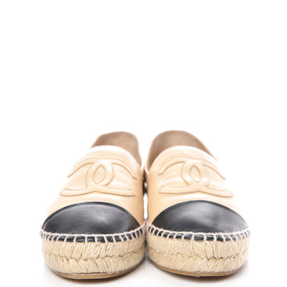 Chanel Lambskin CC Espadrilles 37 Beige Black 2 of 10