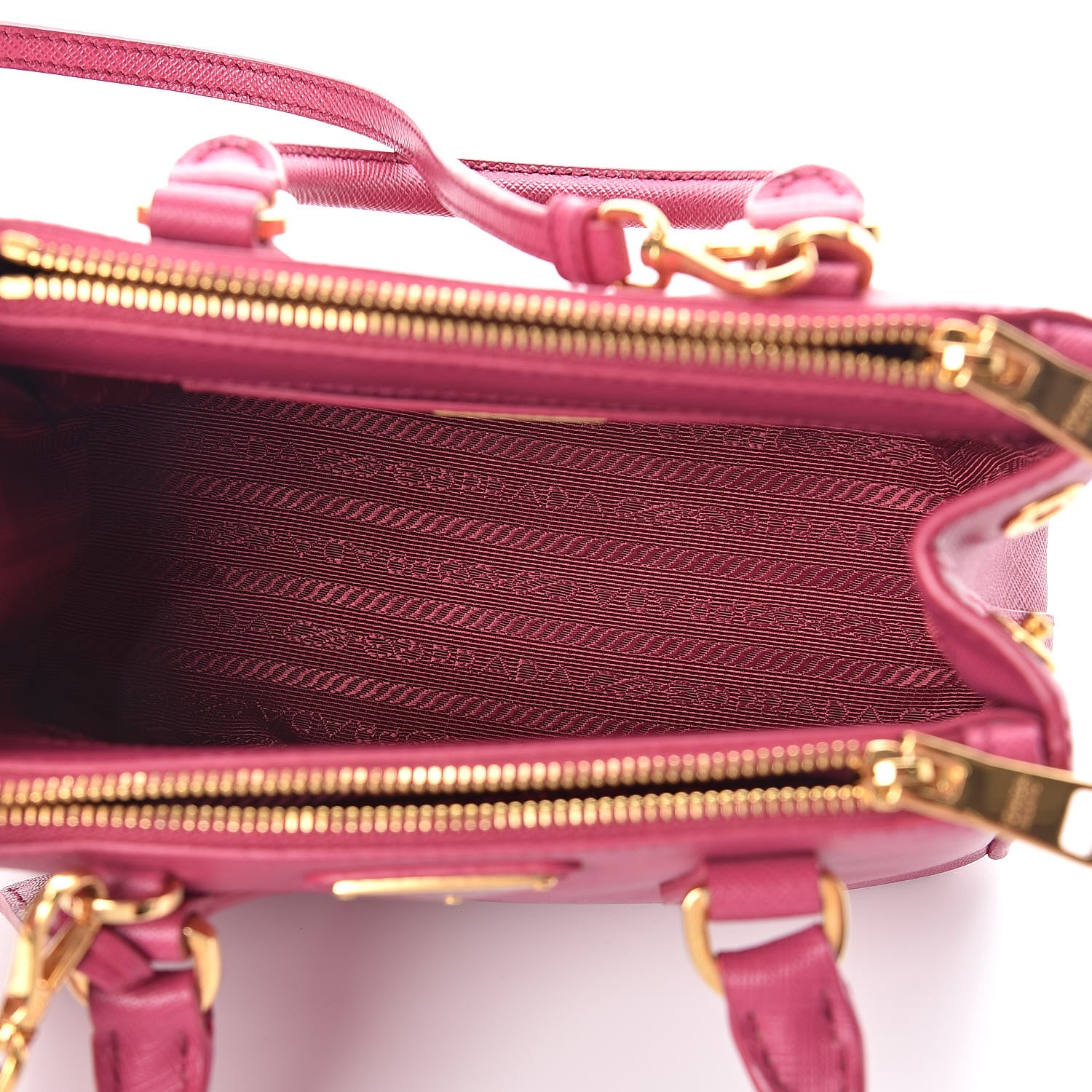 Prada Saffiano Lux Micro Galleria Double Zip Tote Fuxia 5 of 8