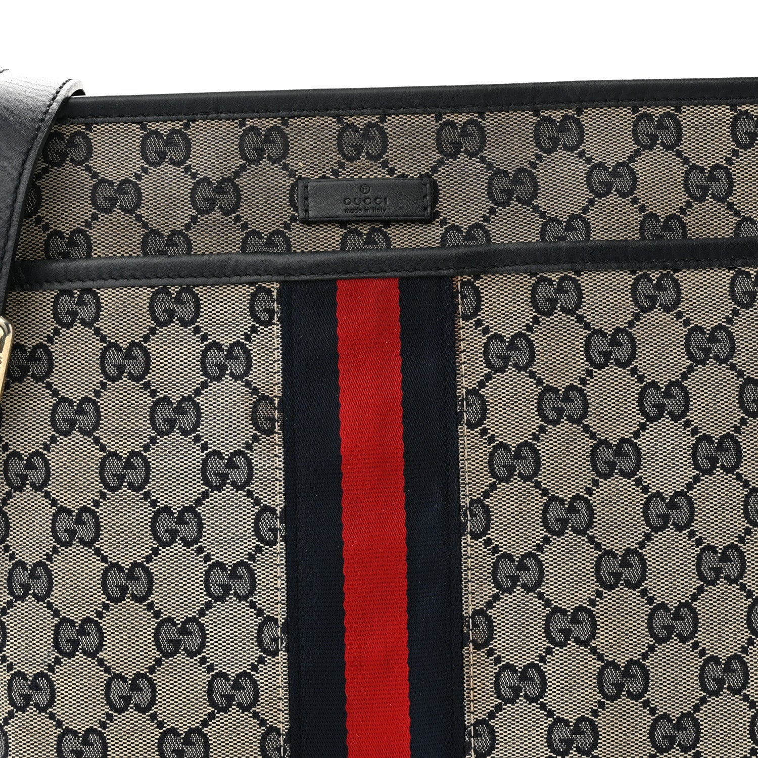 Gucci GG Supreme Monogram Web Flat Messenger Bag Navy 8 of 10