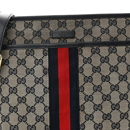 Gucci GG Supreme Monogram Web Flat Messenger Bag Navy 8 of 10