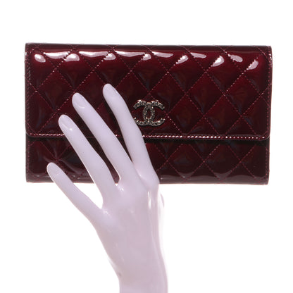 Chanel Patent Quilted Large Flap Wallet Light Burgundy 2 of 7