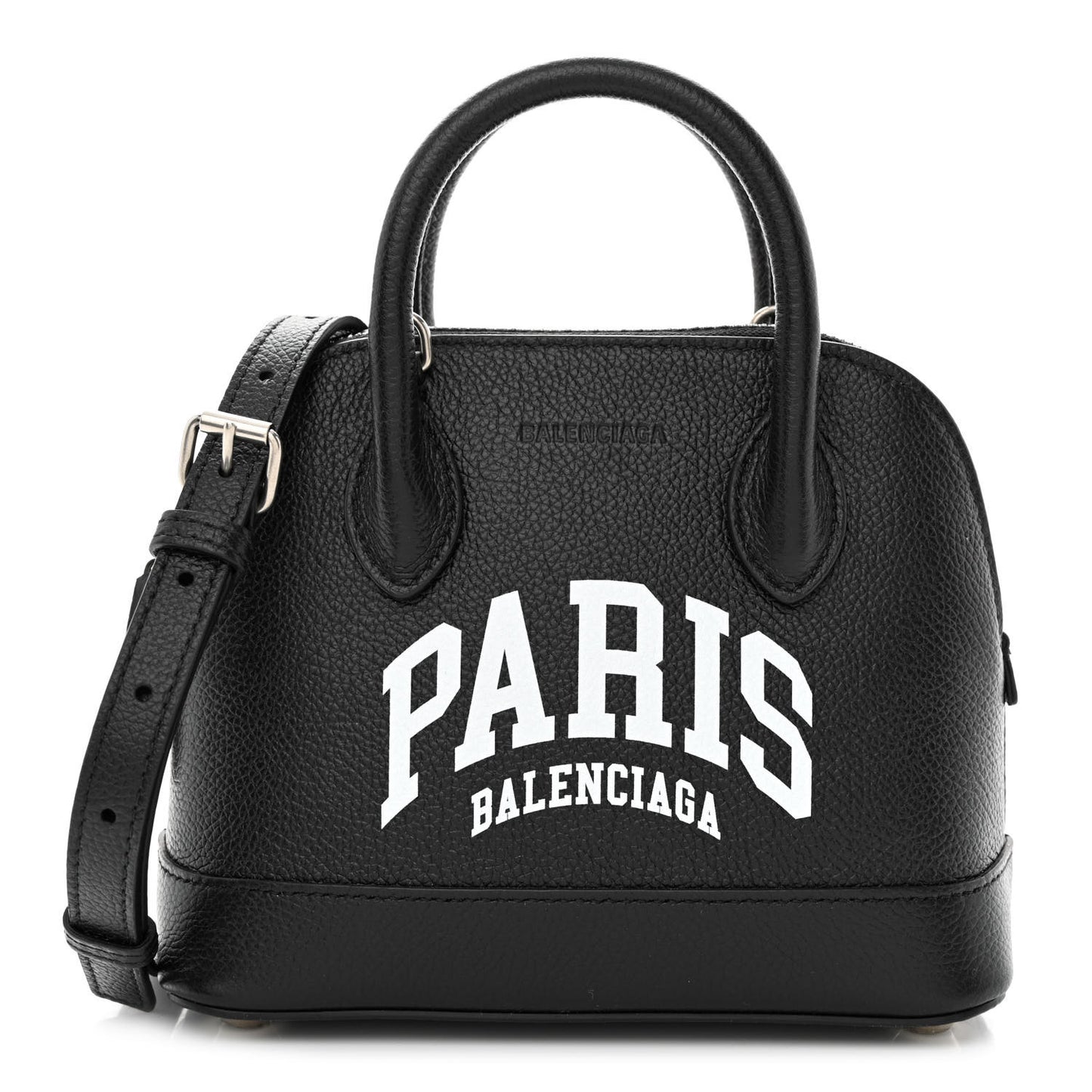 Grained Calfskin Cities Paris XXS Ville Top Handle Bag Black White