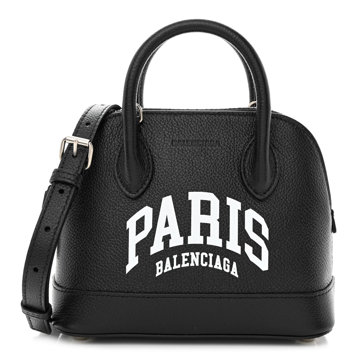 Balenciaga Grained Calfskin Cities Paris XXS Ville Top Handle Bag Black White 1 of 11