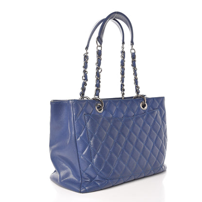 Chanel Caviar Quilted Grand Shopping Tote GST Dark Blue 3 of 22