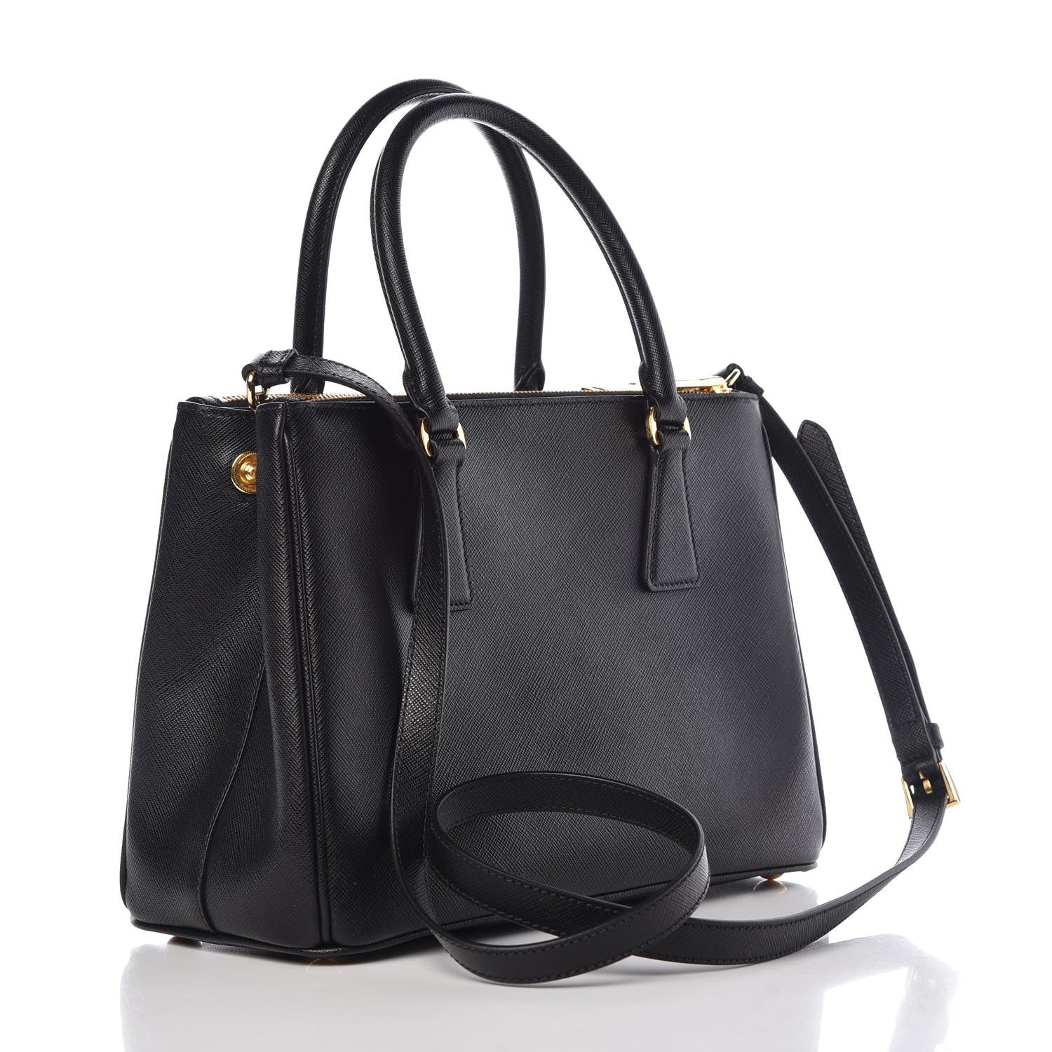 Prada Saffiano Small Galleria Double Zip Tote Black 4 of 8