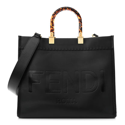 Fendi Vitello King Plexiglass Medium Fendi Sunshine Shopper Tote Black 1 of 15