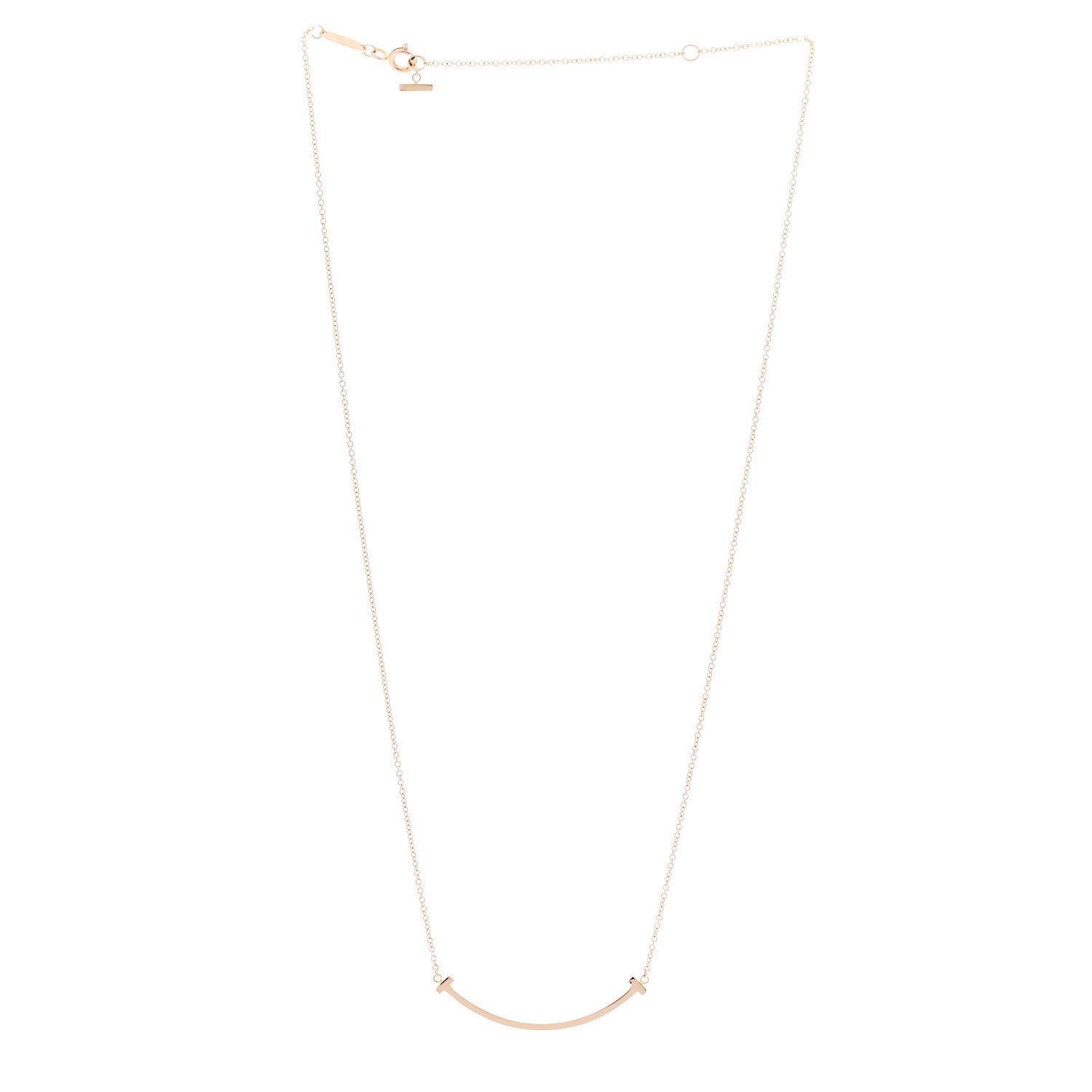 Tiffany 18K Rose Gold Small T Smile Pendant Necklace 3 of 6
