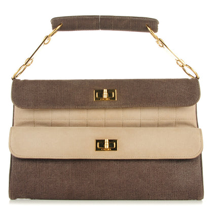 Chanel Canvas Mademoiselle Double Flap Clutch Dark Brown 1 of 7
