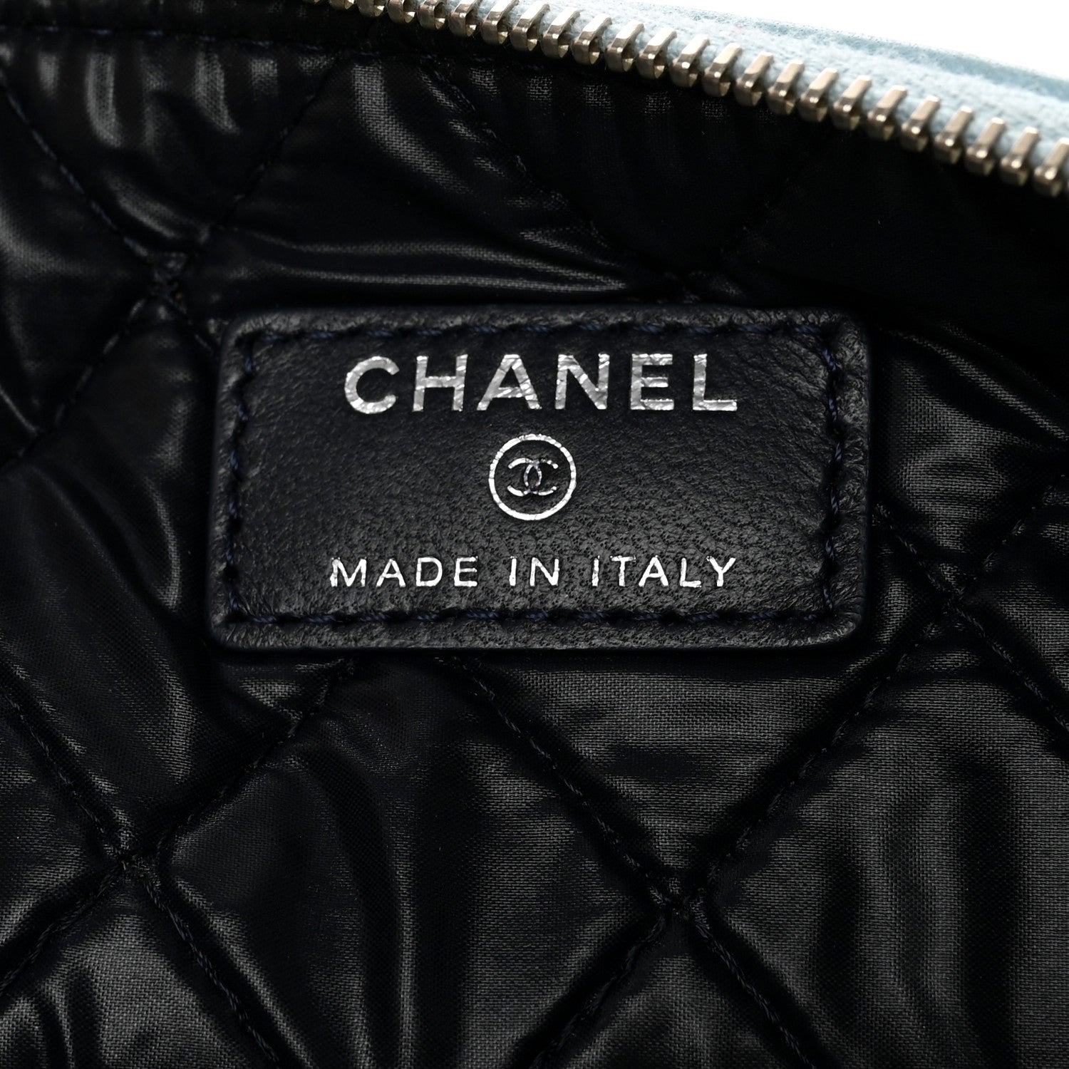 Chanel Lambskin Large Airline Zipper Cosmetic Case Blue Black Red 6 of 9