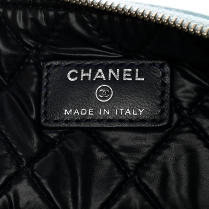 Chanel Lambskin Large Airline Zipper Cosmetic Case Blue Black Red 6 of 9
