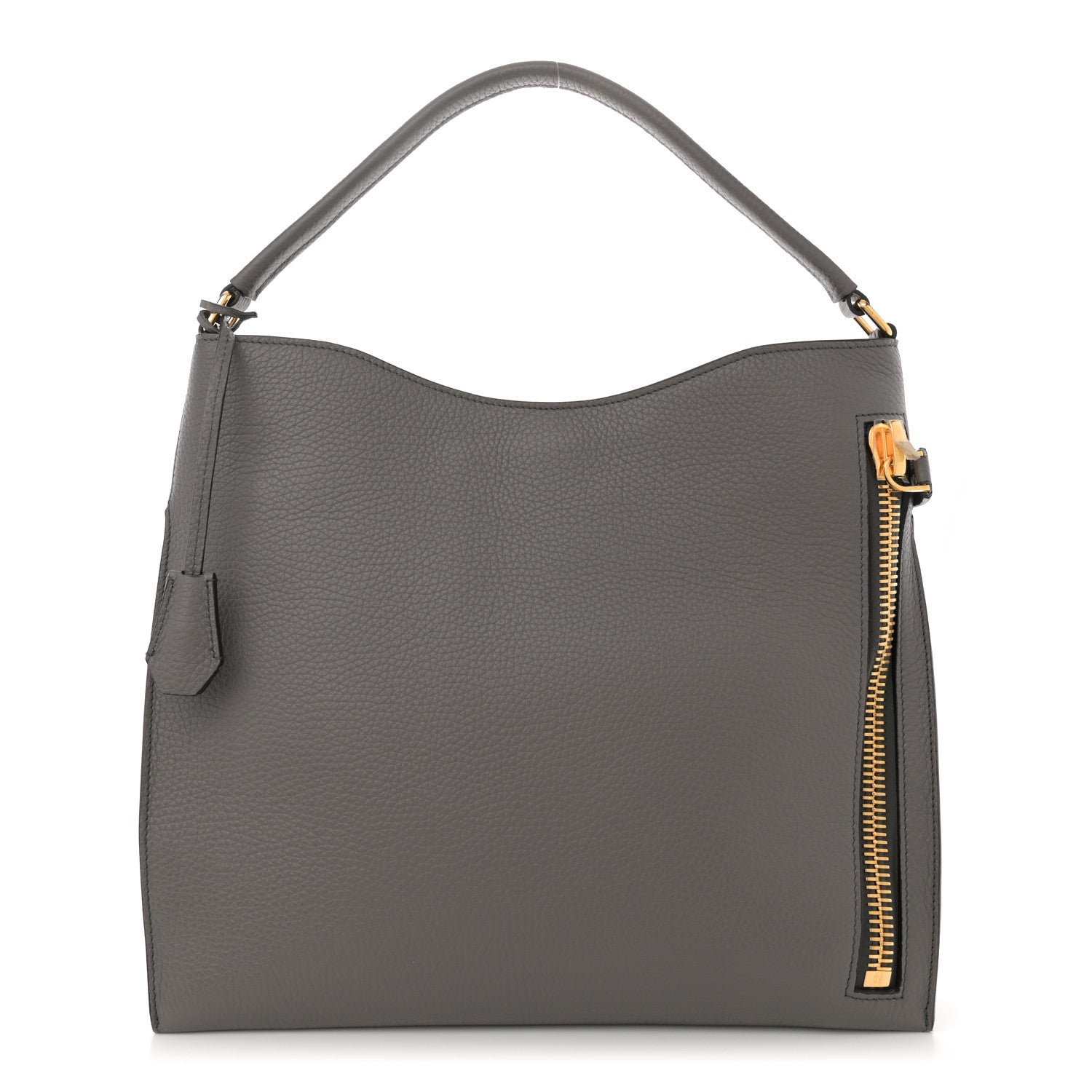 Tom Ford Pebbled Calfskin Small Alix Padlock Zip Hobo Bag Grey 1 of 12