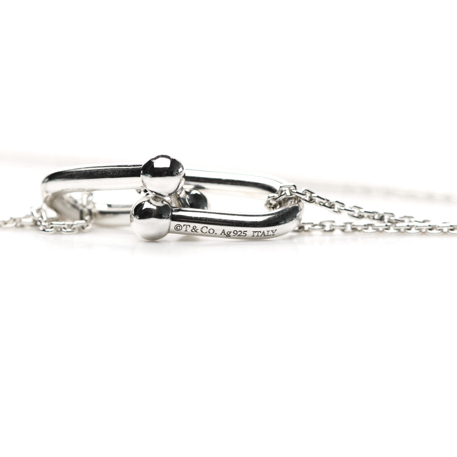 Tiffany Sterling Silver Double HardWear Link Pendant Necklace 4 of 5
