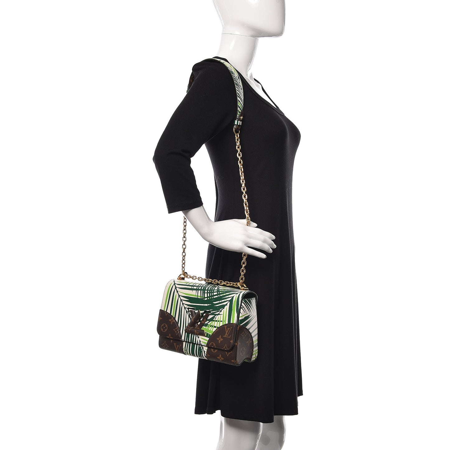 Monogram Palm Twist Shoulder Bag MM Vert White