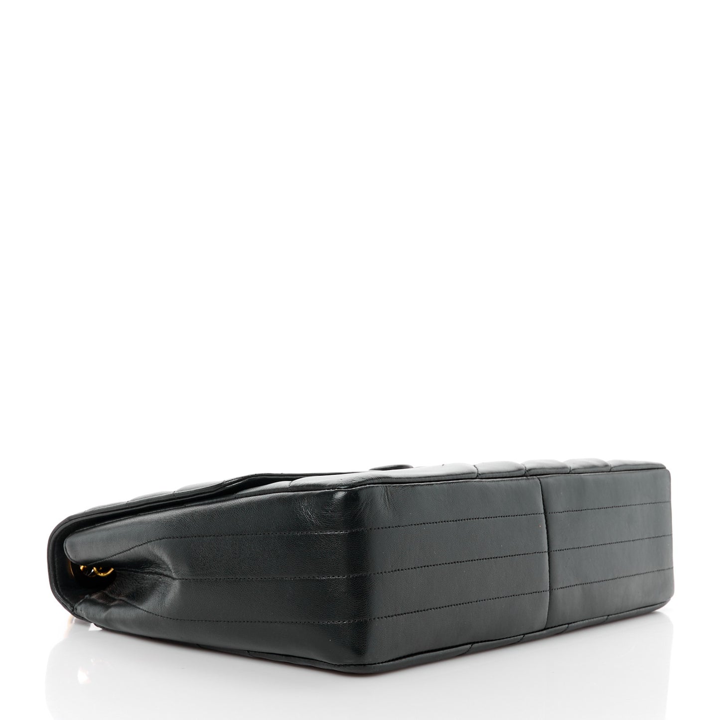 Lambskin Diagonal Quilted Jumbo Single Flap Black