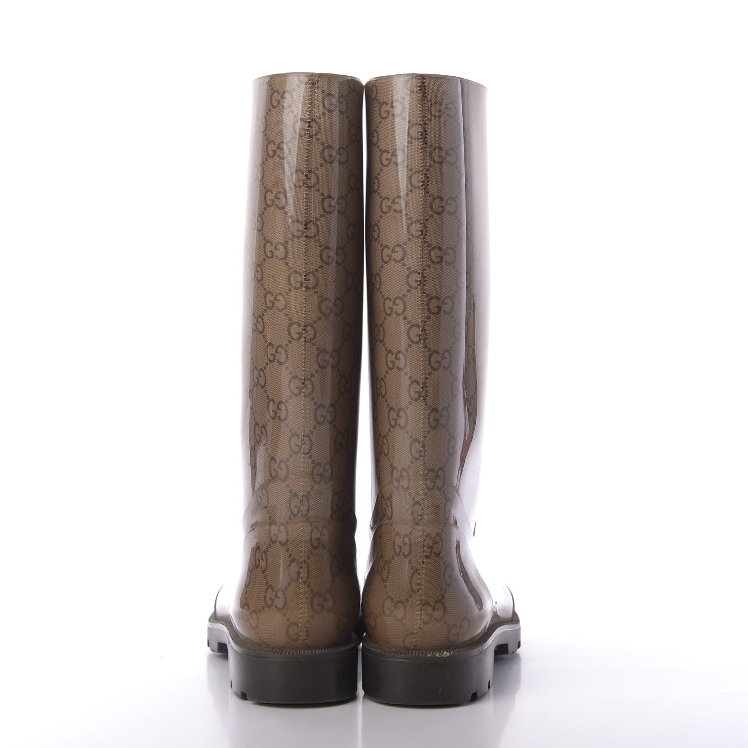 Gucci Rubber Monogram Edinburg Rain Boots 40 Transparent Cocoa 6 of 8