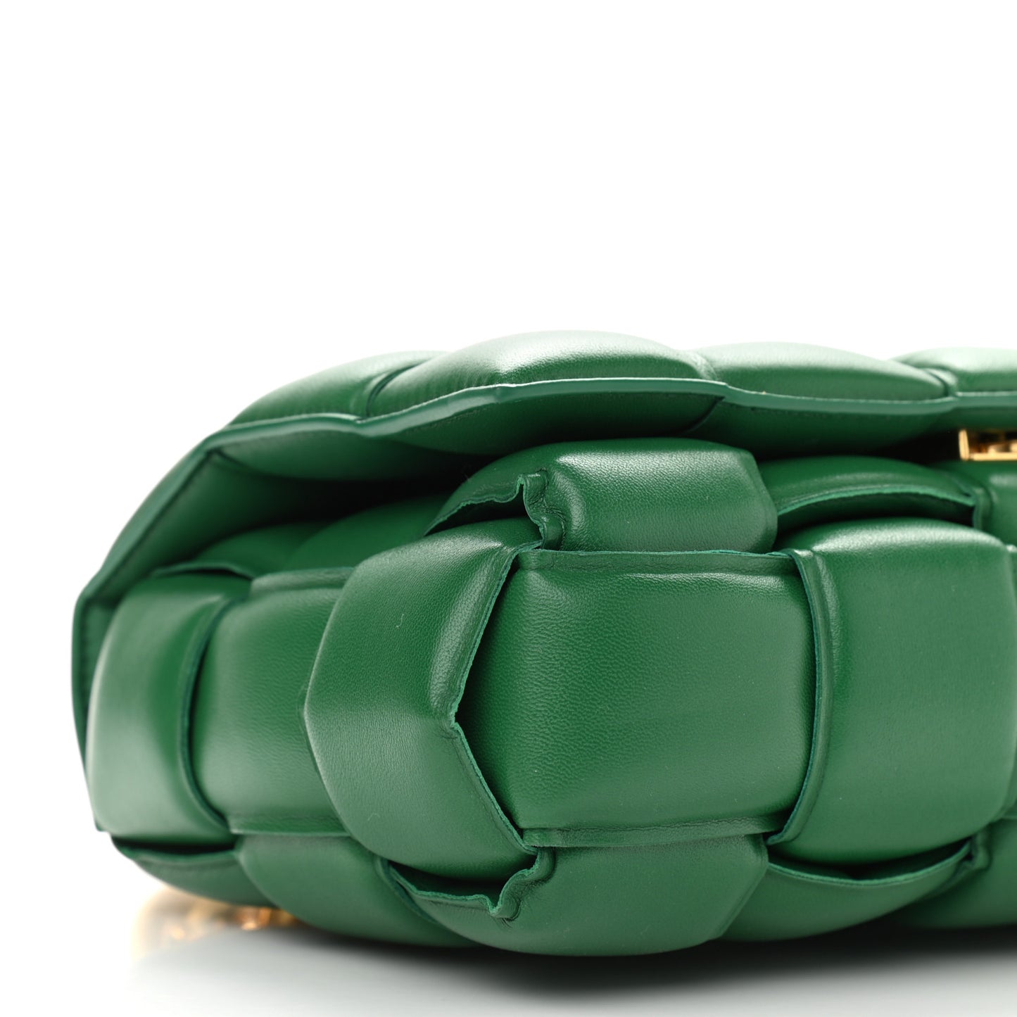 Lambskin Maxi Intreccio Padded Chain Cassette Crossbody Bag Racing Green