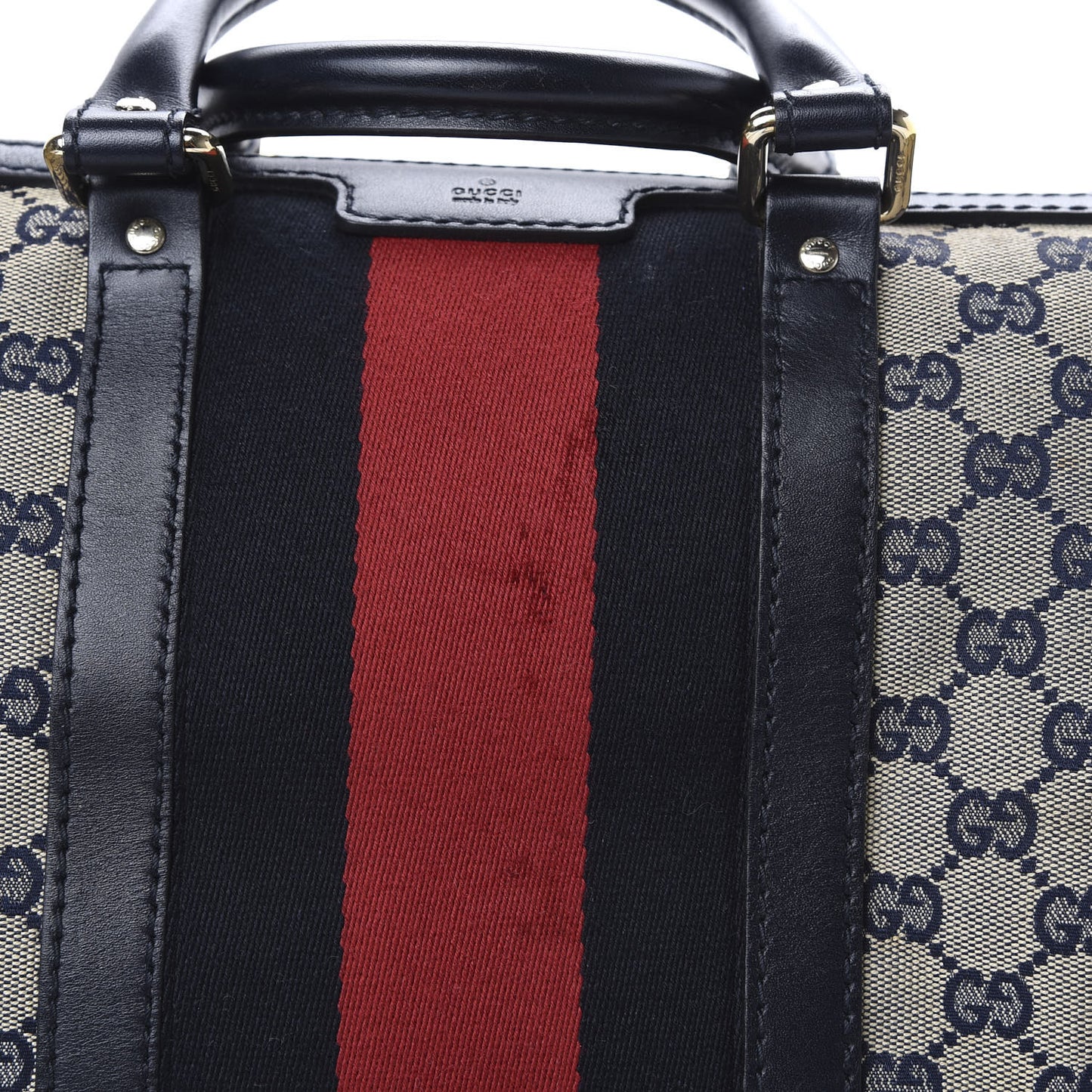 Monogram Selleria Calfskin Vintage Web Medium Boston Beige Blue