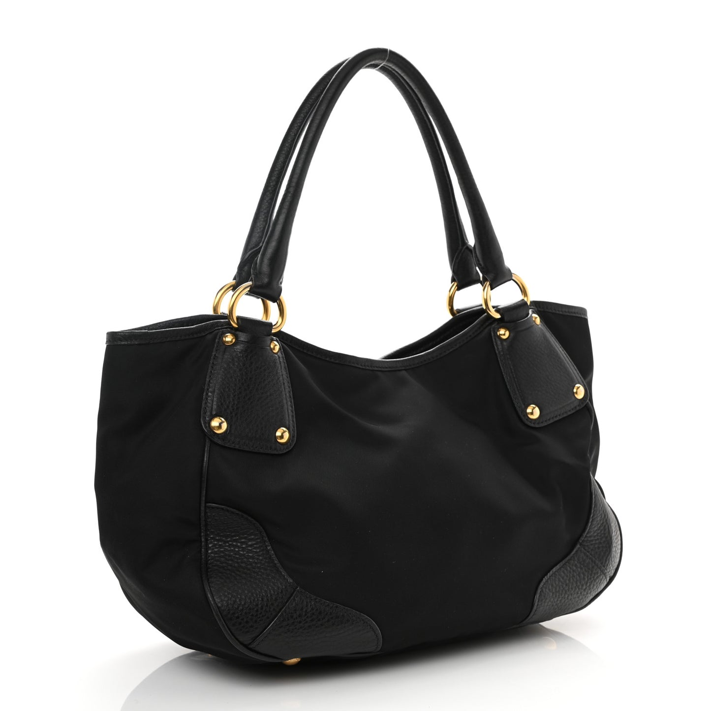 Tessuto Nylon Vitello Daino Shoulder Bag Black