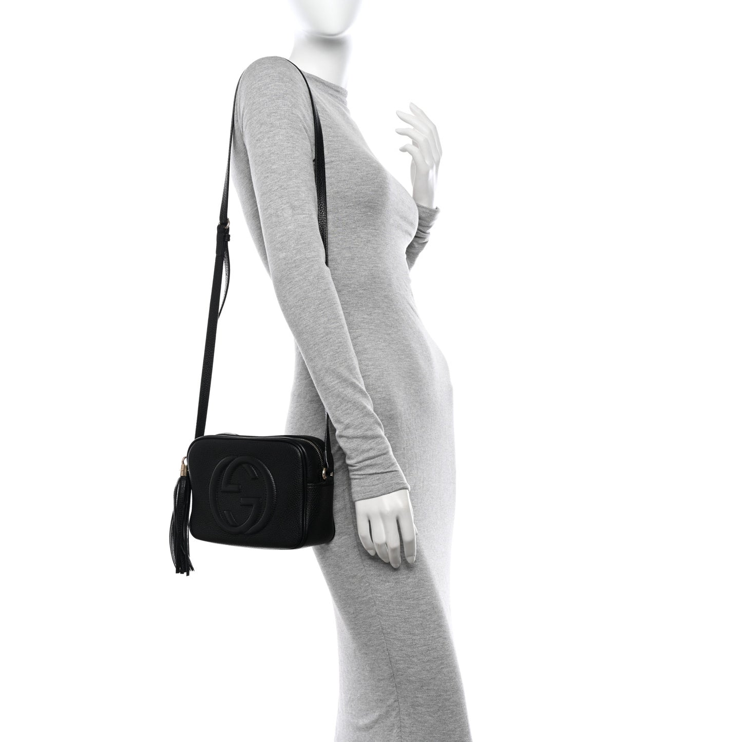Pebbled Calfskin Small Soho Disco Bag Black