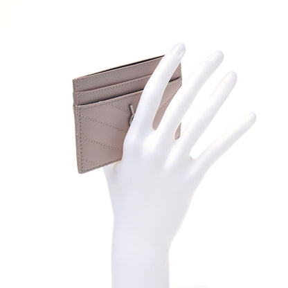 Saint Laurent Grain De Poudre Matelasse Chevron Monogram Credit Card Case Marble Pink 2 of 8