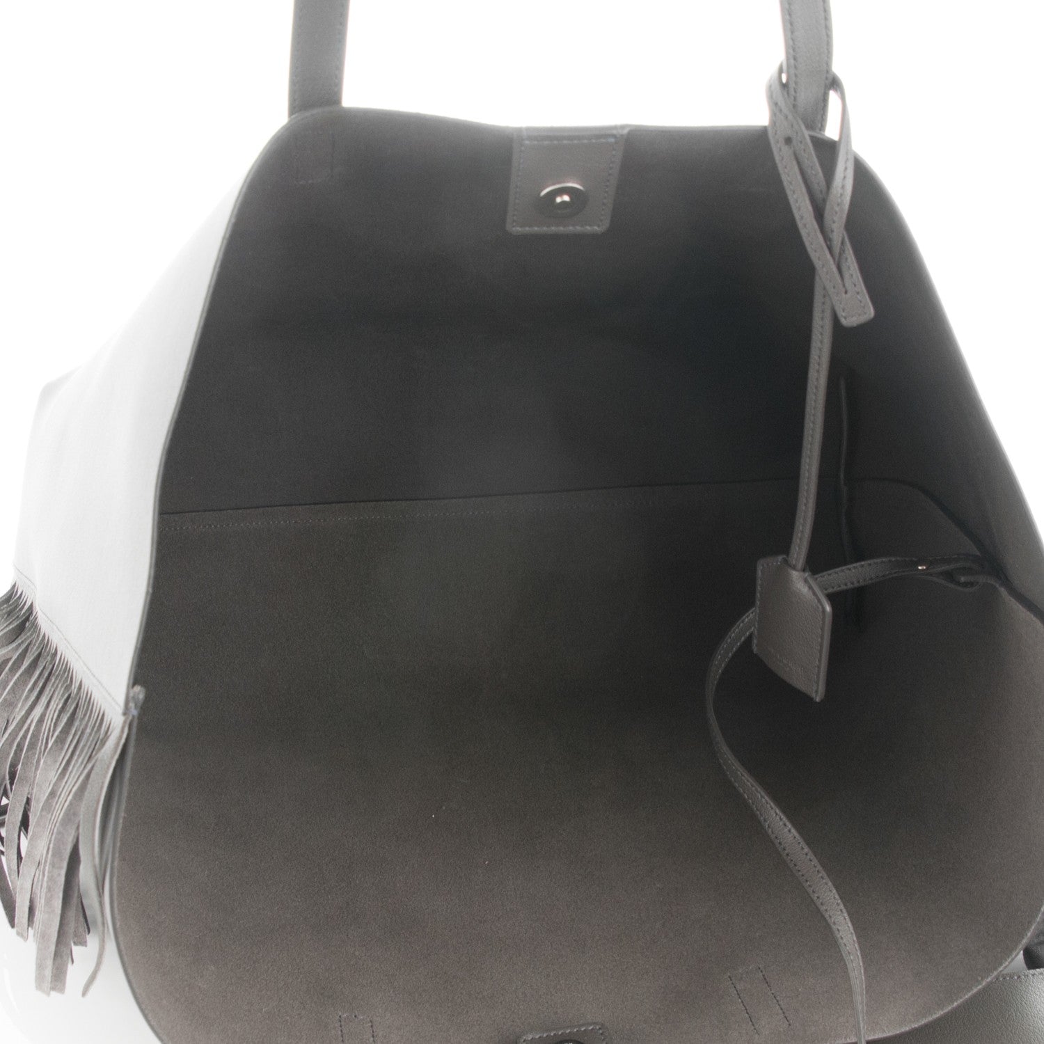 Saint Laurent Calfskin Large Fringe Shopping Tote Dark Grey 5 of 7