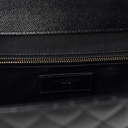 Saint Laurent Grain De Poudre Textured Mixed Matelasse Large Triquilt Monogram Satchel Black 6 of 10