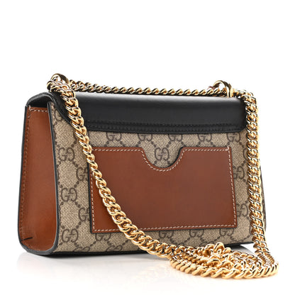 Gucci GG Supreme Monogram Calfskin Small Padlock Shoulder Bag Beige Black Cuir 2 of 12