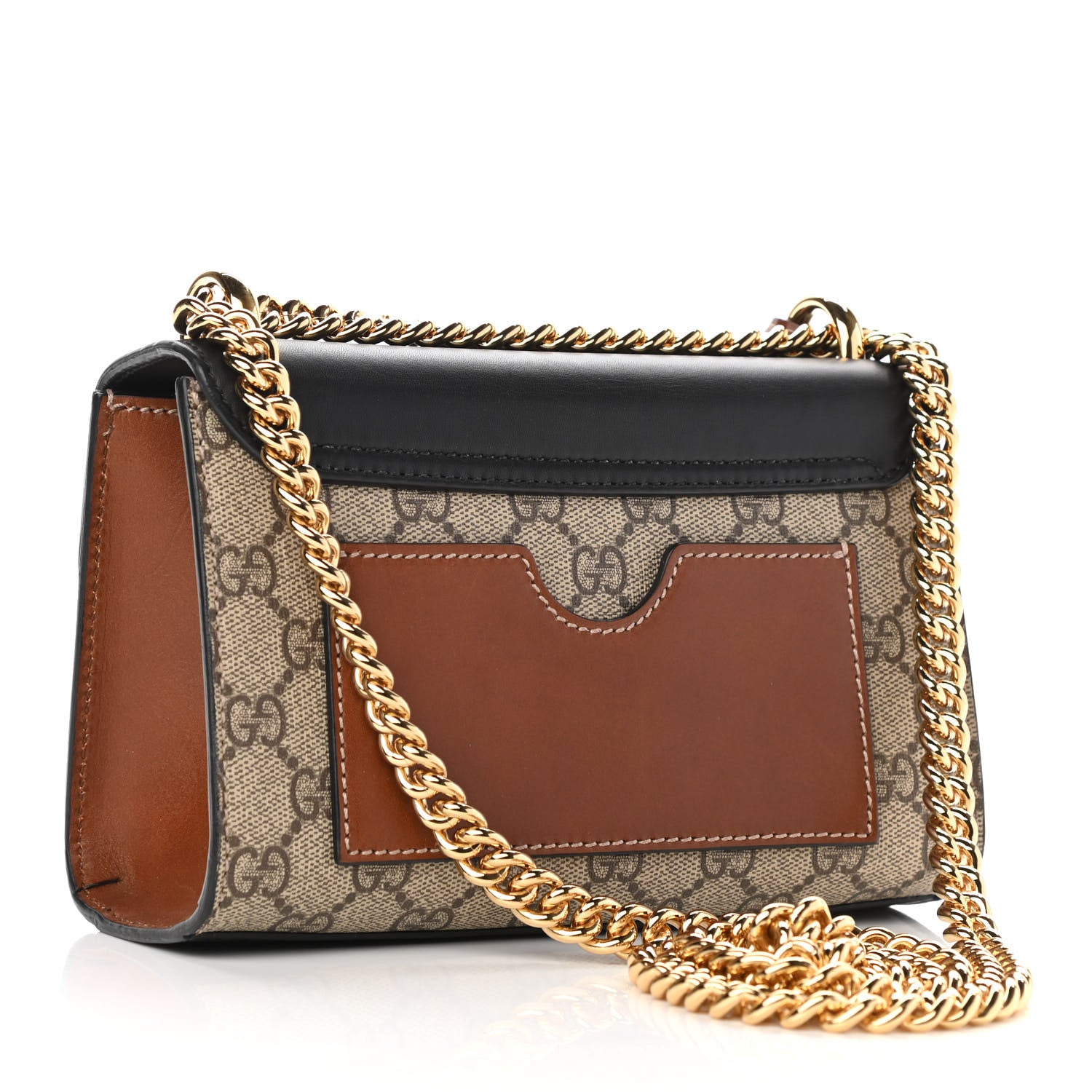 Gucci GG Supreme Monogram Calfskin Small Padlock Shoulder Bag Beige Black Cuir 2 of 12