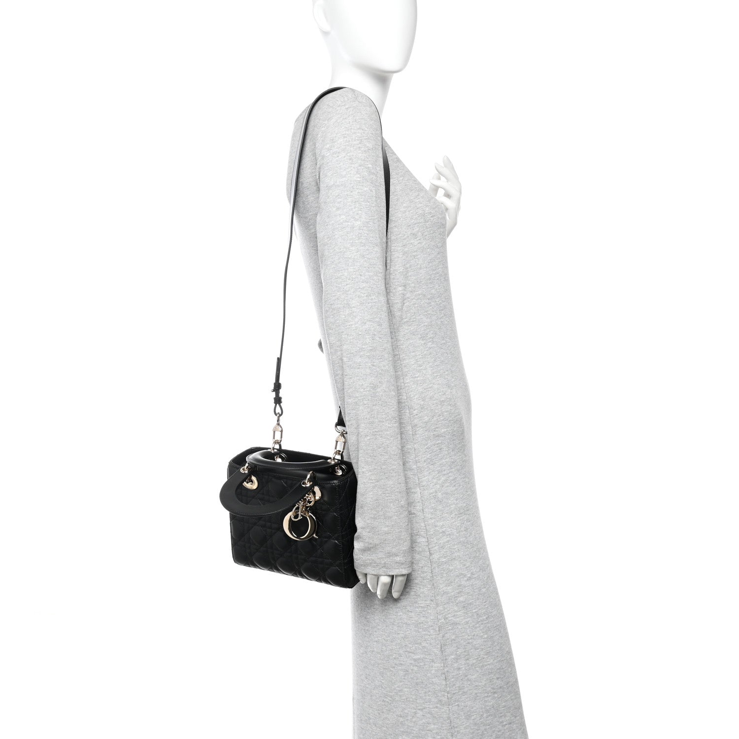 Christian Dior Lambskin Cannage Small Lucky Badges My Lady Dior Black 2 of 9