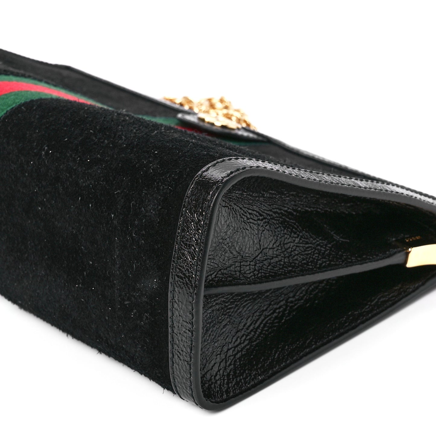 Suede Patent GG Web Medium Ophidia Chain Shoulder Bag Black