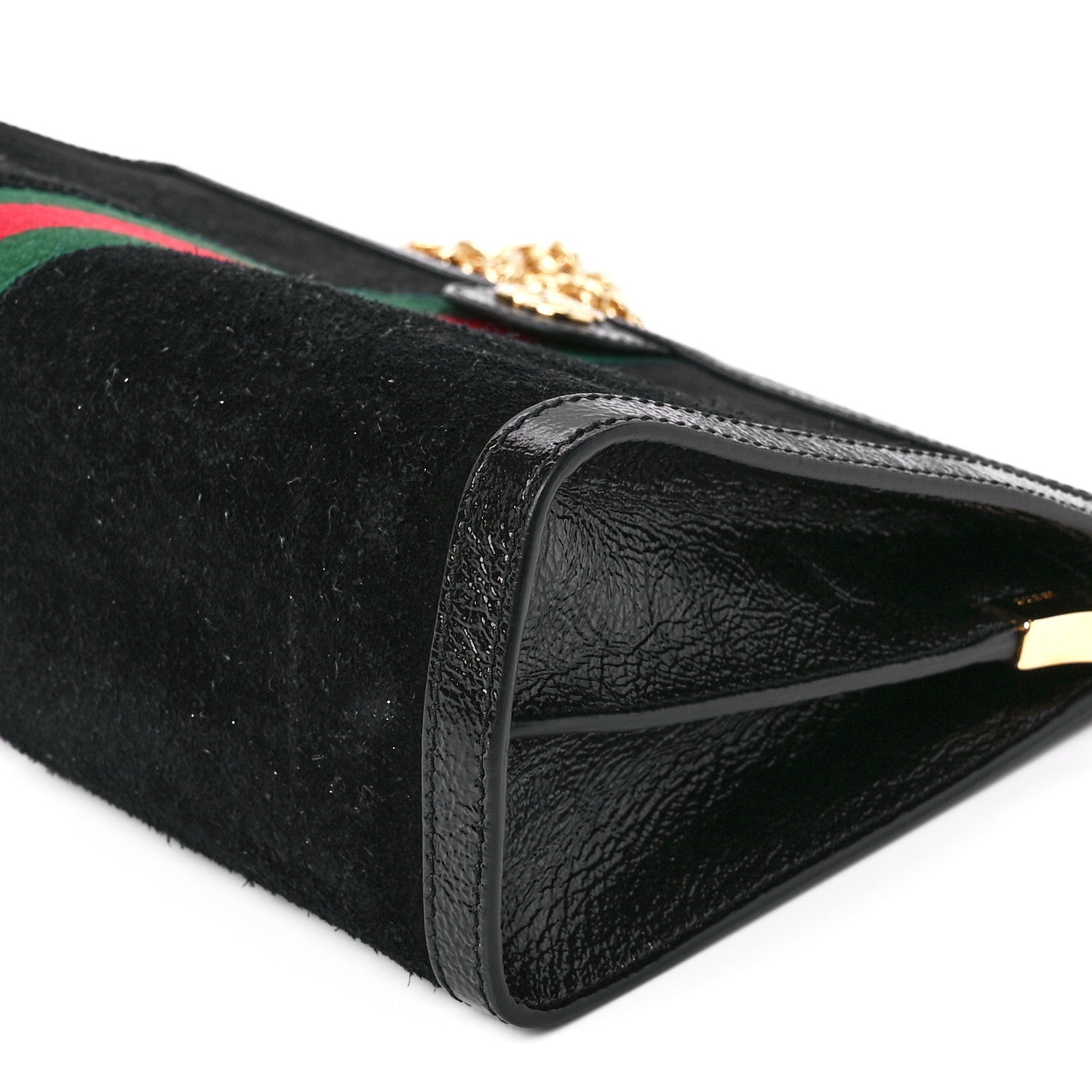 Gucci Suede Patent GG Web Medium Ophidia Chain Shoulder Bag Black 12 of 12