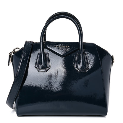 Givenchy Crinkled Patent Deerskin Small Antigona Deep Blue 1 of 12