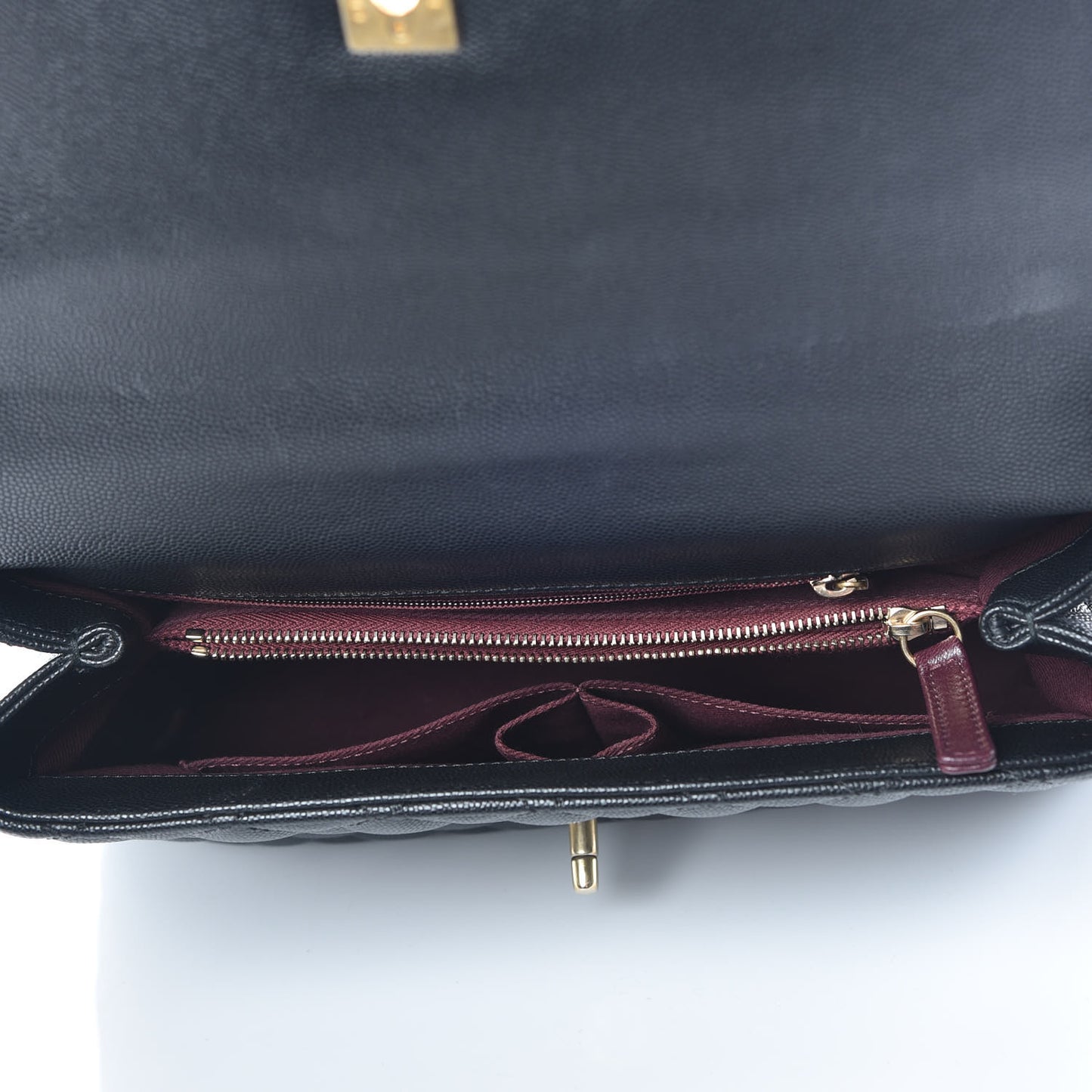 Caviar Quilted Small Coco Handle Flap Black