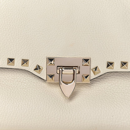 Valentino Garavani Pebbled Calfskin Rockstud Single Handle Flap Bag Light Ivory 15 of 15